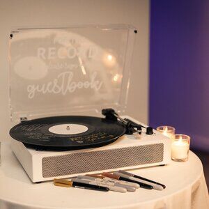 Wedding Vinyl Record Player - "For the Record Please Sign My Guestbook"